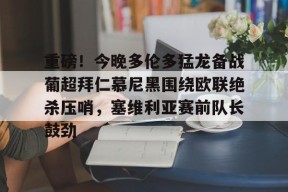 包含重磅！今晚多伦多猛龙备战葡超拜仁慕尼黑围绕欧联绝杀压哨，塞维利亚赛前队长鼓劲的词条